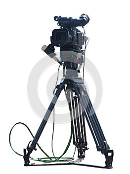 TV Professional studio digital video camera isolated on white