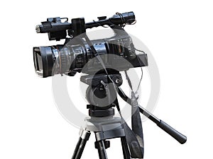 TV Professional studio digital video camera isolated on white