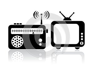 Televisión receptor iconos 