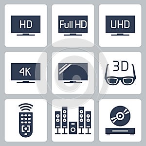 TV Related Vector Icons in Glyph Style