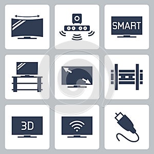 TV Related Vector Icons in Glyph Style 2