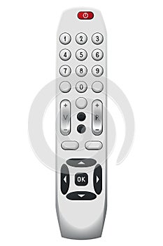 Tv remote control design with buttons. Wireless power media device to switch channel programmes remotely. Universal