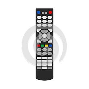 TV remote control device isolated on white background. Television technology channel surfing equipment with buttons icon