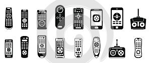 Tv remote control icons set, simple style