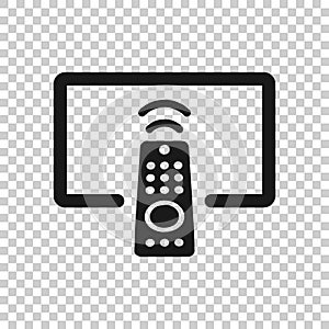 Tv remote icon in flat style. Television sign vector illustration on white isolated background. Broadcast business concept