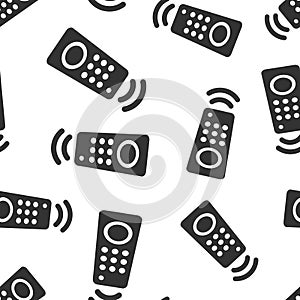 Tv remote icon in flat style. Television sign vector illustration on white isolated background. Broadcast seamless pattern