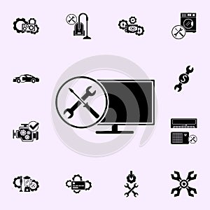 TV repair, hammer, screwdriver icon. Repair icons universal set for web and mobile