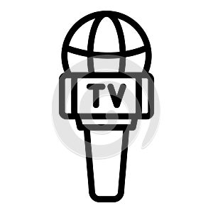 Tv reportage microphone icon, outline style