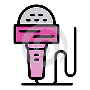 Tv reporter microphone icon color outline vector