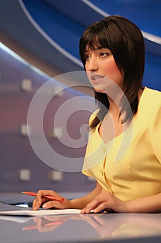 TV reporter in studio