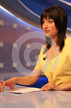 TV reporter in studio