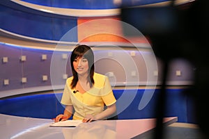 TV reporter in studio
