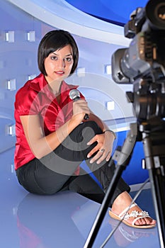 TV reporter in studio