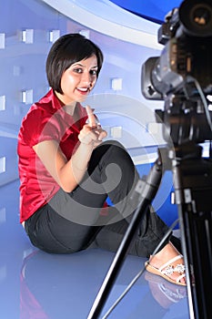 TV reporter in studio