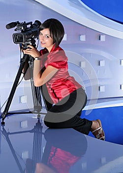 TV reporter in studio