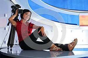 TV reporter in studio