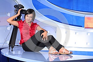 TV reporter in studio