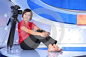 TV reporter in studio