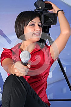 TV reporter in studio