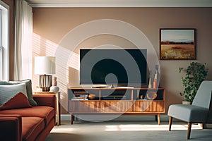 TV Room concept that focuses on capturing images of a residential living room. AI Generated