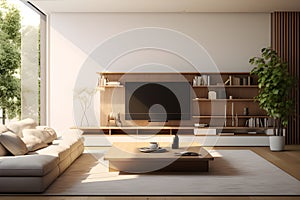 TV Room concept that focuses on capturing images of a residential living room. AI Generated