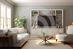 TV Room concept that focuses on capturing images of a residential living room. AI Generated