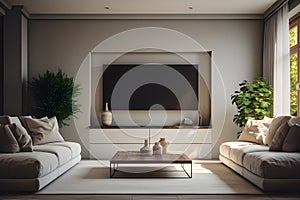 TV Room concept that focuses on capturing images of a residential living room. AI Generated
