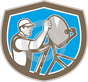 TV Satellite Dish Installer Shield Retro