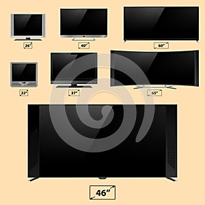 TV screen lcd monitor template electronic device technology digital device display vector illustration.