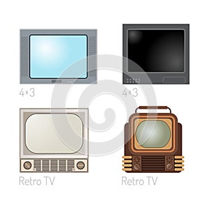 TV screen vintage monitor template electronic device technology digital size diagonal display and video retro plasma