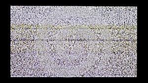 Tv screen with white noise and interference on a black background. Vintage tv static display