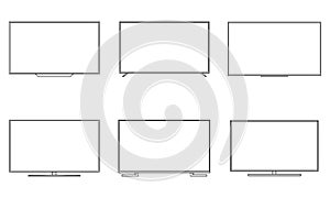 TV Screens Wireframe Outline Icons