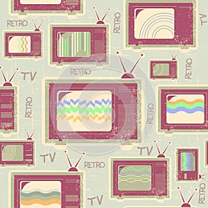 Tv seamless pattern.Vintage background on old text