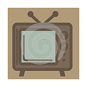 TV set with antenna, retro device, isolated icon