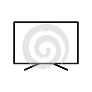 TV Set with Wide Monitor Line Icon. Television LED Display Linear Pictogram. LCD Electronic Technology Monitor Outline