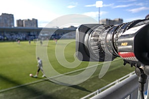 TV at the soccer. Football Match Camera