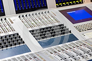 TV station audio mixer control panel
