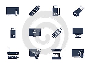 TV Stick and Box Vector Icons