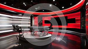 Tv Studio. Backdrop for TV shows .TV on wall. News studio. Generative AI technology