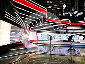 TV studio - lighting grid and video cameras