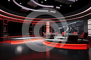 Tv Studio. Red studio. Backdrop for TV shows .TV on wall. News studio. The perfect backdrop for any green screen or chroma key