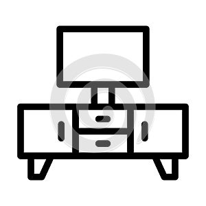 TV Table Vector Thick Line Icon For Personal And Commercial Use