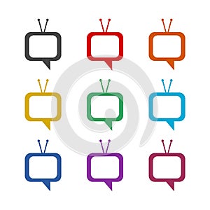 Tv talk show icon isolated on white background. Set icons colorful