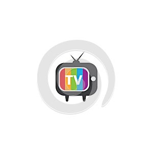 TV or Television channel icon logo design vector template