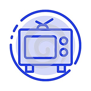 TV, Television, Media Blue Dotted Line Line Icon