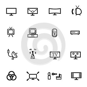 Tv television technology icon set vector