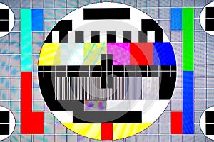 TV Test Pattern generated by a Monoscope with Noise Glitch Effect Ã¢â¬â Original Photo from a vintage Television