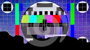 TV Test Pattern generated by a Monoscope TV Static Noise Glitch Effect â€“ Original Photo from a vintage Television