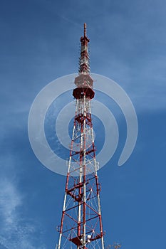 TV tower on blue sky background