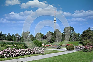 Tv tower  Donauturm in Donaupark Vienna photo